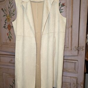 Long suede vest, cream color by tahari